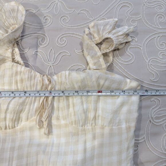 And Now This Sleeveless Maxi Dress Size Medium Gingham Print Ruffle Neutral New - Picture 11 of 12